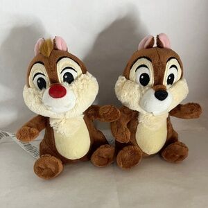 Disney Parks 2023 Chip 'n Dale Chipmunks Plush Set Mini Bean Bag Plush 6 1/2''
